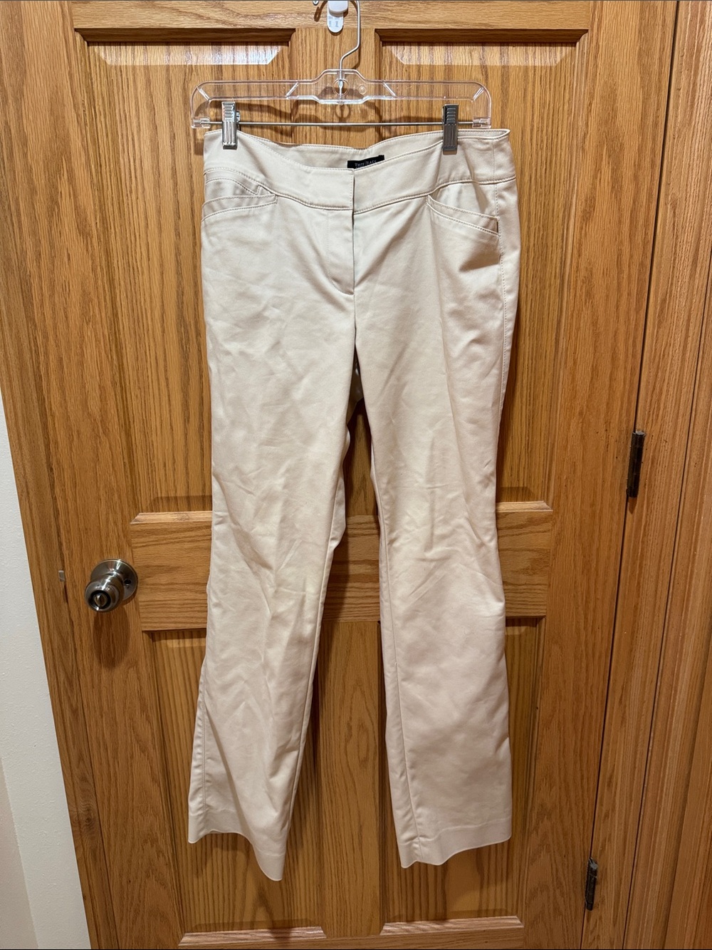 Women's Beige Stretch Bootcut Dress Pants
